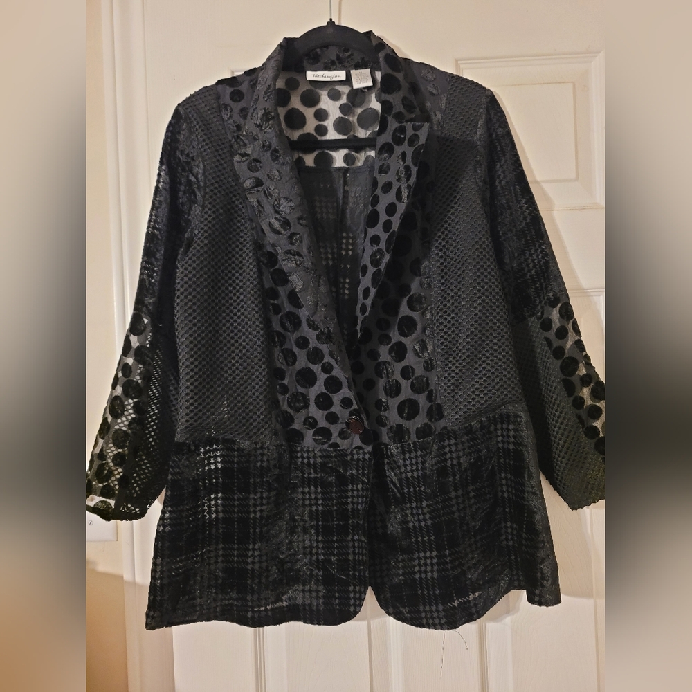 Patchington Black Polka Dot and Plaid Blazer